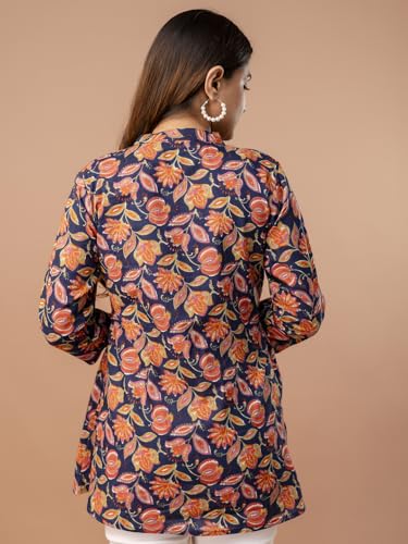 Image of feranoid Top - Mandarin Collar, 3 /4 Sleeves, Flattering Fit,Sizes (S-XXL)