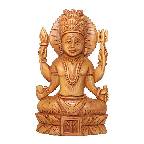 Image of RDK Sandalwood Nakoda Bhairavanath Idol - 4 Inch Natural Chandan Wooden Statue for Pooja, Jain Temple & Spiritual Decor - Handcrafted Bhairav Murti Figurine