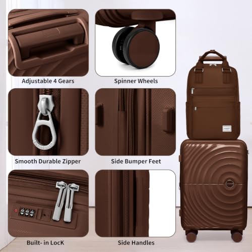 Image of LARVENDER Expandable Carry On 3 Piece Luggage Set with Backpack