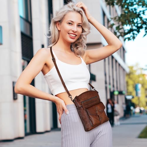 Image of HESHE Leather Crossbody Bags for Women Shoulder Handbags Satchel Purse | Spacious Medium Crossover Shoulder Purse with Adjustable Sling Straps Lightweight Hobo Bags for Work,Travel and Daily Use