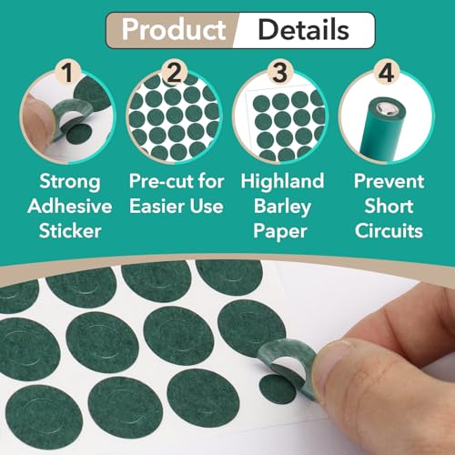 Image of 816Pcs 18650 Lithium Battery Insulator Rings - Electrical Insulation Ring | Green Self-Adhesive Insulator Ring for 18650 Cells, Highland Barley Paper