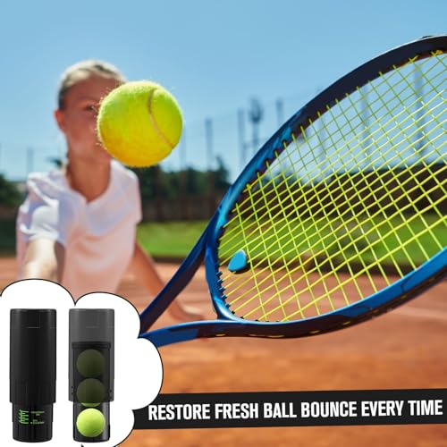Image of Soulchen Tennis Ball Pressurizer - Tennis Ball Storage Canister Holds 3 Balls Under 14 Psi Pressure, Reusable Stuff for Bounce Retention, Lightweight & Durable