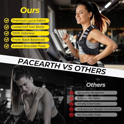Image of PACEARTH Weighted Vest,6lb /8lb /10lb /12lb /16lb /20lb /25lb /30lb Weight Vest with Reflective Stripe, Body Weight Vests for Women, Men, Weight Loss Workout, Strength Training, Running, Walking, Jogging