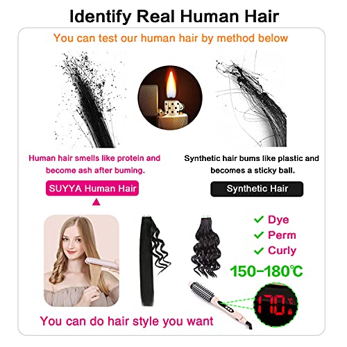 Image of SUYYA Tape In Hair Extensions Human Hair 18 Inch #P4 /27 /T4