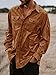 ZAFUL Men Fashion Lightweight Jacket Long Sleeve Solid Color Untucked Dress Shirt Work Office Style Button Down Overshirt (Brown XL)