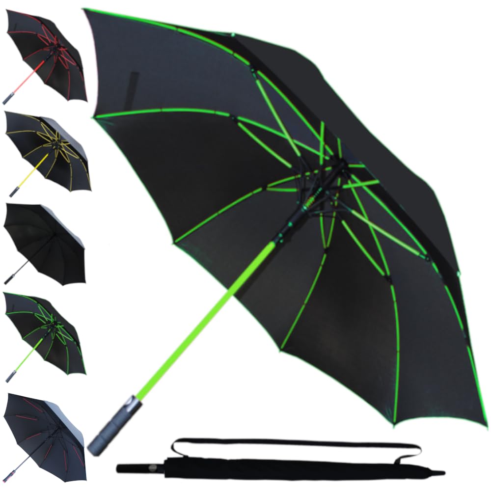 60MPH Big Golf Umbrella - Large Windproof Strong for Rain and Wind - Heavy Duty XL - Best for Size - Reinforced Fiberglass Frame - Non Slip Handle - Auto Open - Black