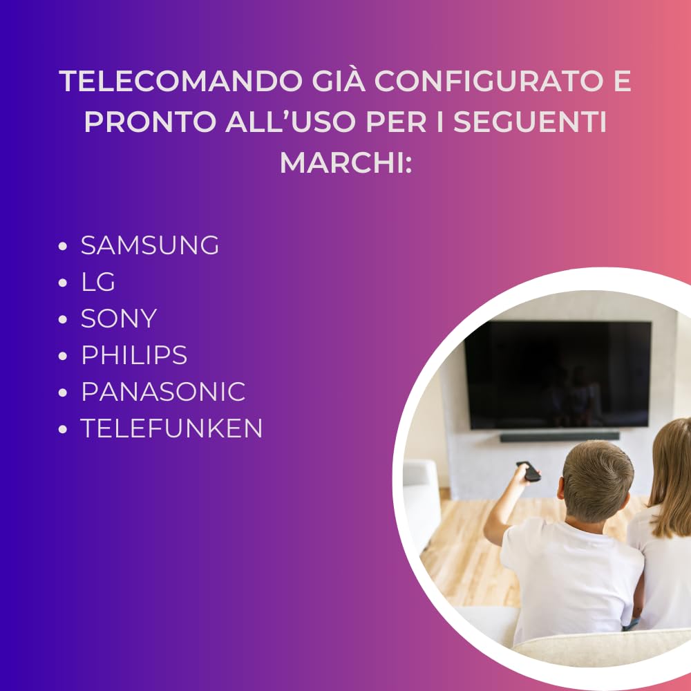 Digiquest Telecomando ALAD1N0 Universale pronto all’uso per tv SAMSUNG,LG,SONY,PHILIPS,PANASONIC, TELEFUNKEN o programmabile per altri brand | Tasti fluorescenti e dedicati alle piattaforme streaming