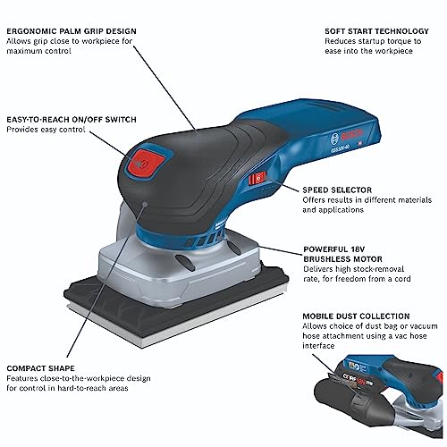 BOSCH GSS18V-40N 18V Brushless Sheet Orbital Finishing Sander (Bare Tool) - Image 3