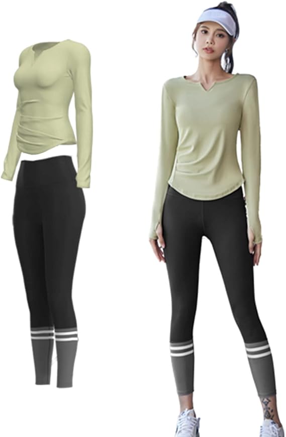 Amazon Meme Xtra スポーツウェア ヨガウェア レディース 上下セット 人気 ランニングウェア ジャージ セットアップ 長袖 レギンス おしゃれ 吸汗速乾 トレーニングウェア 着痩せ 可愛い ウォーキングウェア ジャージ上下セット 通販