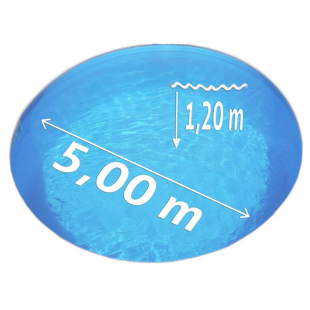 POOL Total Ersatzfolie Rundpool ohne Biese 0,50 mm Blau Ø 5,00 x 1,20 m - Überlappende Innenhülle mit Übermaß - Reißfest UV-stabilisiert kältebeständig - Für Stahlwandpool mit Handlauf