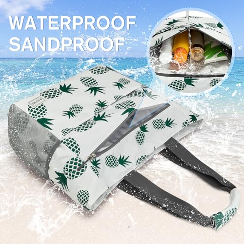 Image of G4Free Beach Bag, Waterproof Sandproof Beach Tote Bag, Large Capacity Foldable for Women
