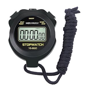 MOSTRUST Digital Simple Stopwatch, Single Lap/Split Basic Stopwatch, No Clock No Alarm No Calendar with Lanyard for Swimming Running Sports Training Coaches (Black)