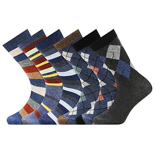 Men's Dress Socks,Cotton Crew Socks,6 Pairs,Breathable and sweat-absorbing for Shoe Size 9-13