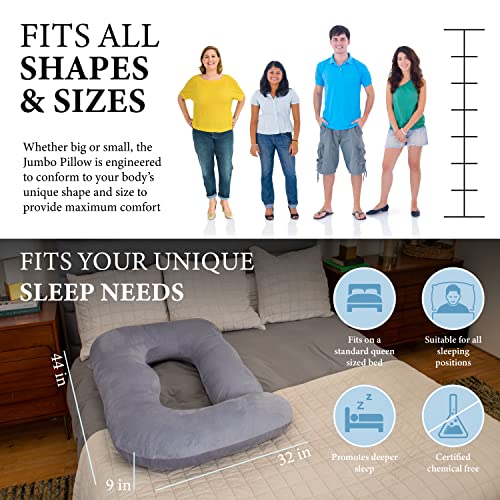 Pharmedoc BPJM-SP01-BLGY Pregnancy Pillows, U-Shape Full Body Pillow -Removable Cover Jumbo Size thumb #4