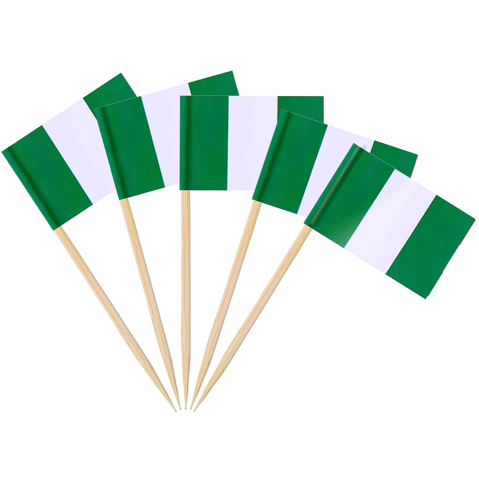 AhfuLife 100/200pcs Nigeria Toothpick Flags Cake Toppers, Nigerian Cocktail Stick Flag for Sandwich Food Cupcake Toppers Tableware World Cup Party Supplies Pub Event Decor (Nigeria, 200 Pcs) โ image 1