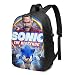 Produktbild HOIH Sonic The Hedgehong Laptop Rucksack Schultasche Daypack Verstellbar für Frauen Männer mit USB-Ladeanschluss 17 Zoll
