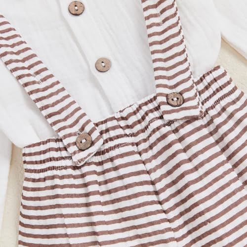 Image of VISGOGO Toddler Boy Linen Outfit Baby Boy Fall Winter Clothes Set Button-Down Shirt Tops Cotton Linen Pants 2PCS