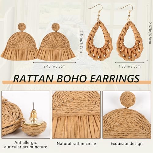 Straw Dumpling Purse Set for Women - Cloud Woven Clutch with 2 Pairs Earring, Summer Beach Vacation Crossbody Bag with Strap3