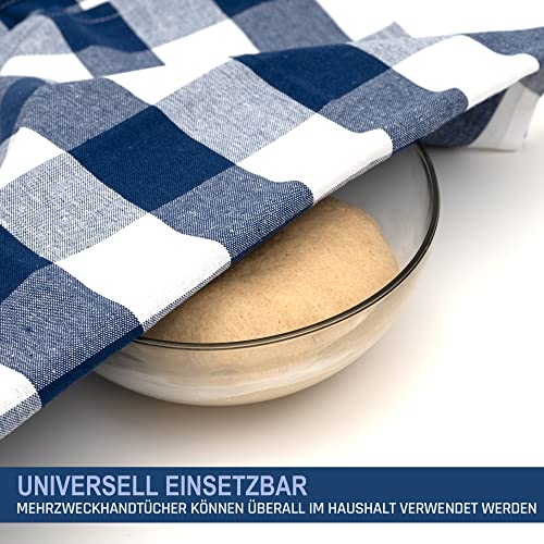Asquare 4er Set Geschirrtücher Baumwolle 50x70 cm - blau-weiß Karierte Geschirrhandtücher - Küchenhandtücher zum Abtrocknen - 220g/m² Küchentücher – Bild 6