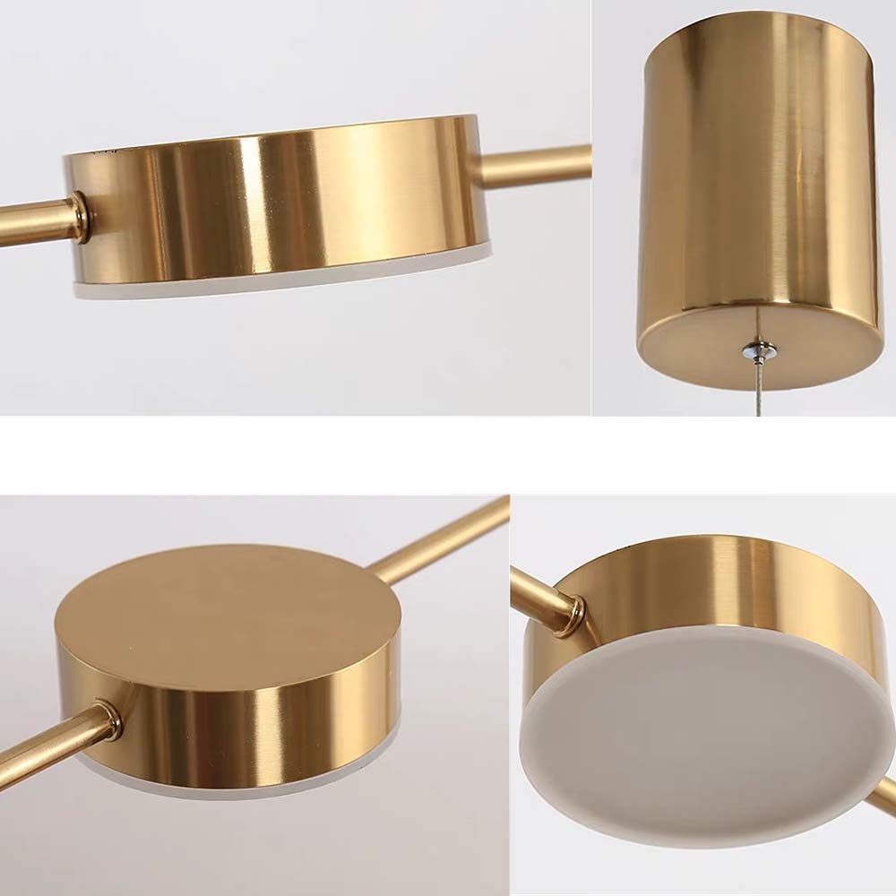 Lámpara de Araña LED Moderna, Accesorio de Iluminación para Isla de Cocina, 3/5 Luces Colgantes Lineales para Mesa de Comedor, Sala de Estar, Barra de Cocina (5 Doradas)