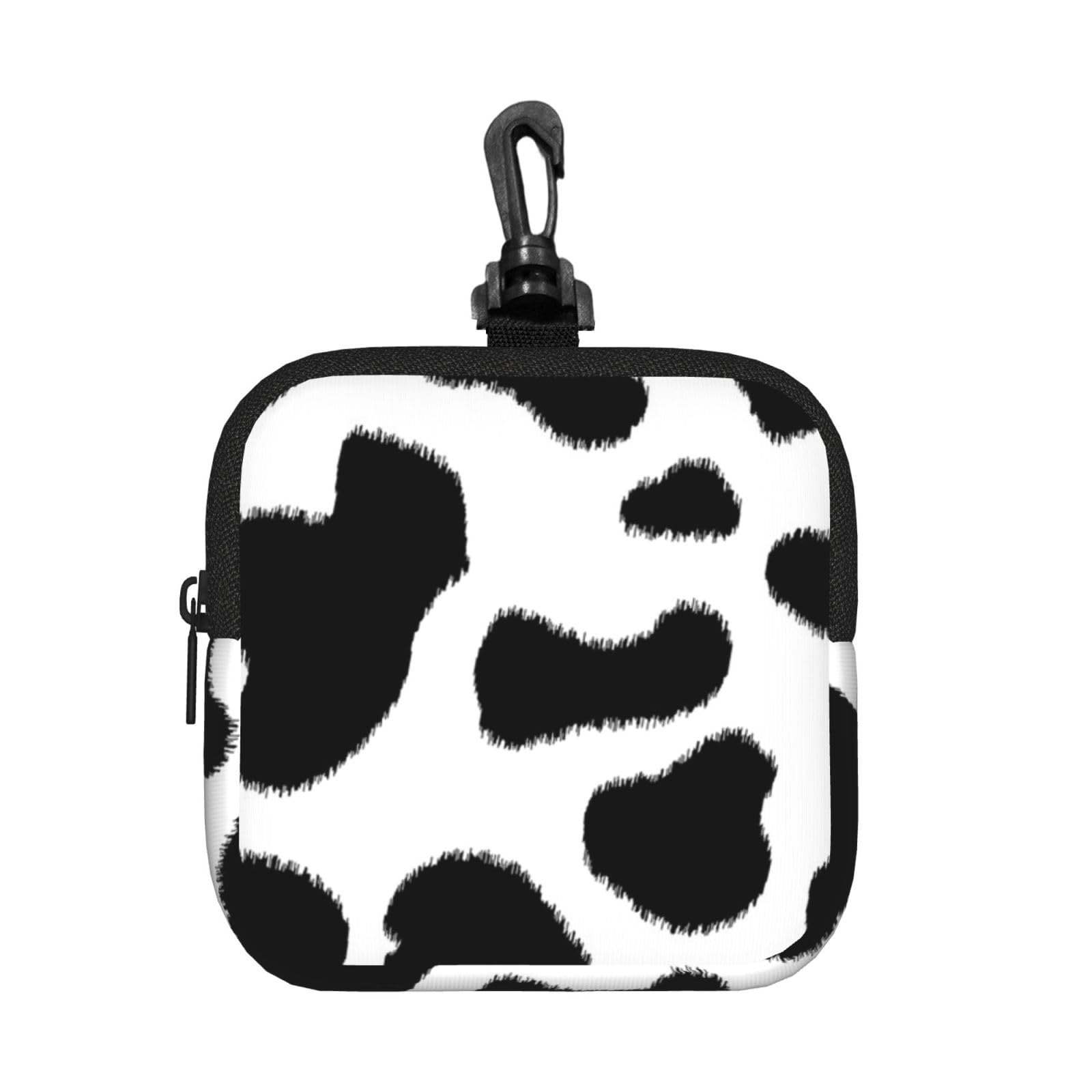 Ercgad Unisex Black & White Leopard Print Square Storage Bag Travel Toiletry Cosmetic Organizer Pouch Lightweight Reusable