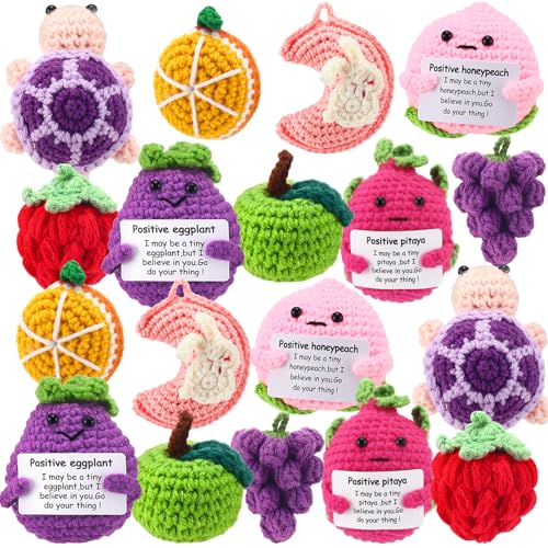Set de 18 muñecos emocionales tejidos de frutas y animales miniatura 1