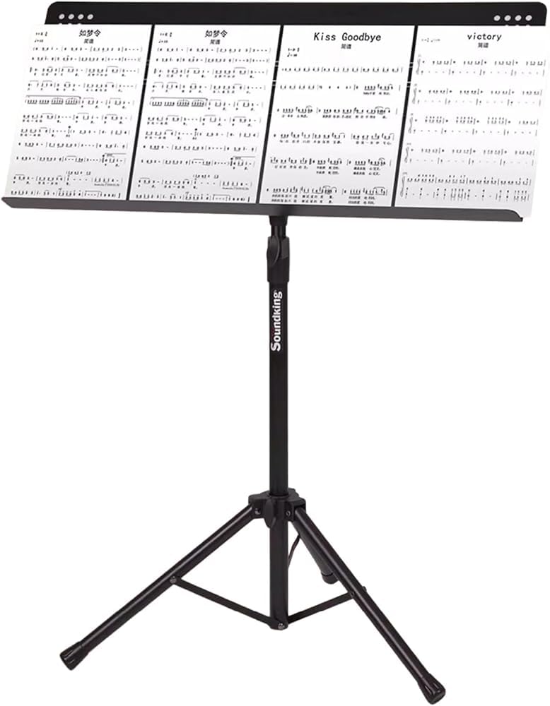 Leggio resistente con altezza regolabile da 91,9 a 135,9 cm, supporto rotante per spartiti per palcoscenico, studio, direttore d'orchestra, orchestra e band