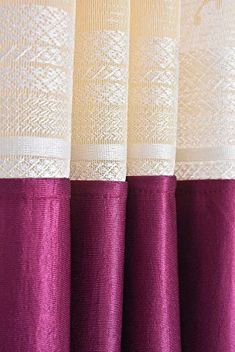 Image of Polyester Floral Patch Printed Curtains for Home Decor, Windows, Door, Long Door (Set of 2 Pcs) (Wine 7 Feet)