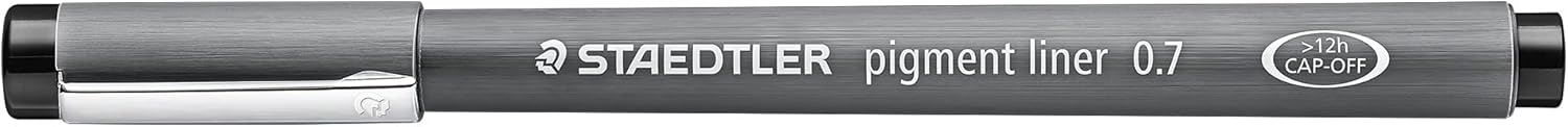 STAEDTLER Pigment Liner, Fineliner Pen For Drawing, Drafting, Journaling.7mm, Black, 308 07-9, Pack of 10