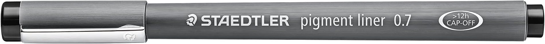 Pigment Liner, Fineliner Pen For Drawing, Drafting, Journaling.7mm, Black, 308 07-9, Pack of 10