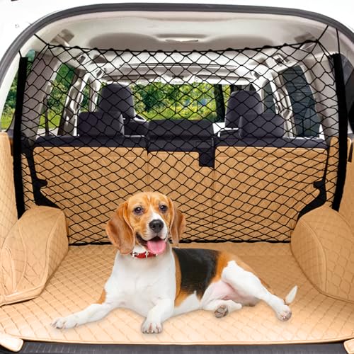 STARROAD-TIM 120X70CM Rete per Cani Auto Rete Divisoria Auto per Cani Domestici Barriera per Sedile Posteriore in Rete Divisoria per Auto con Corda e Gancio di Regolazione Adatto per Pick-up SUV