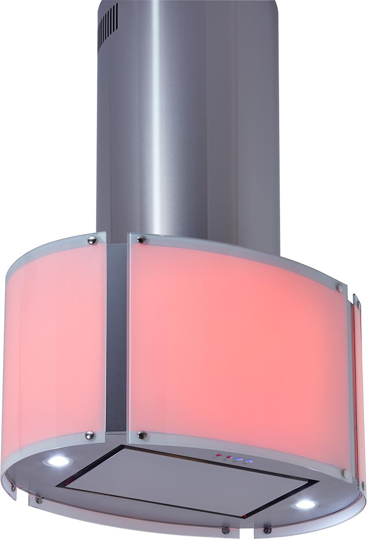 ROK Design Inselhaube 70cm Glas Edelstahl LED 605m³/h 3 Stufen