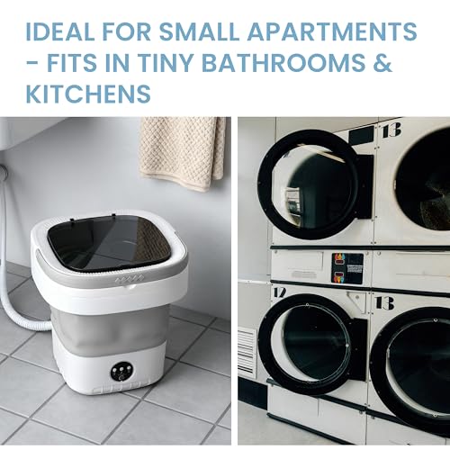 Image of Portable Washing Machine 16L Mini Foldable Washer with Spin Basket, 3 Modes for Travel & Small Spaces (Gray)