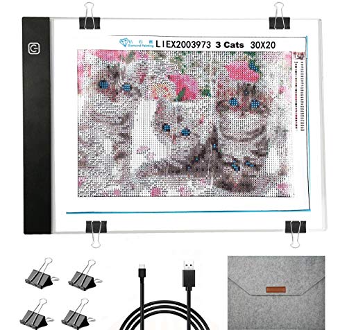 Diamond Painting Light Pad, with Protective Storage Bag, Ultra-Thin Portable A4 LED Light Box, Stepless Dimmable Light Board, Great for Diamond Painting, tracing, Drawing, Weeding Vinyl etc.