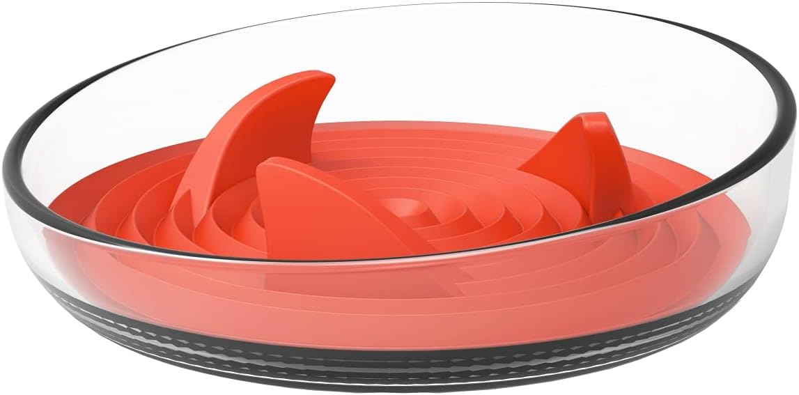212 Main Cirlicue Shark Fin Shaped Modern Slow Feeding Pet Bowl Orange - One Size