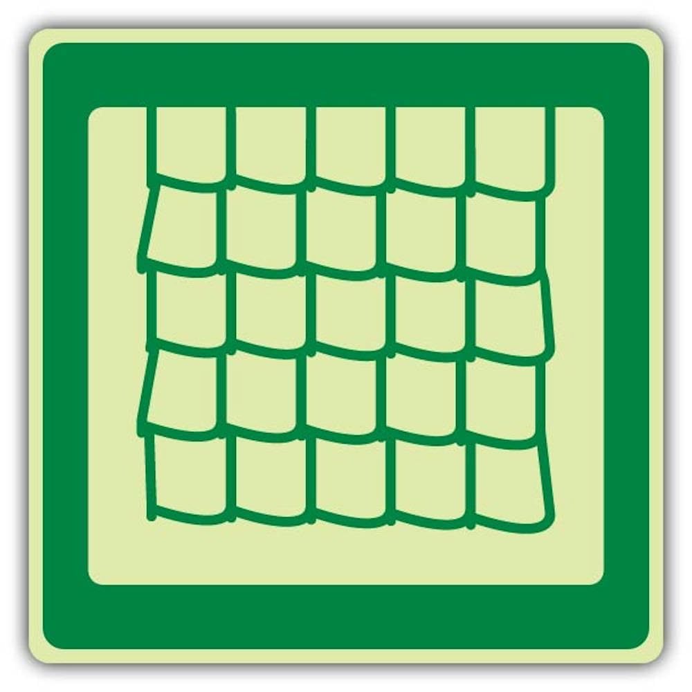 V Safety - Señal de red de escalada que brilla en la oscuridad, formato de símbolo, 450 x 450 mm, hecha de plástico rígido de triple brillo, señalización de seguridad marina, fabricado en Gran Bretaña