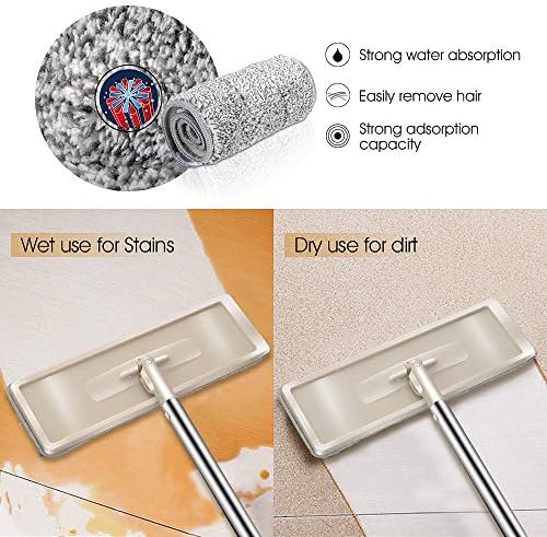 Masthome Mop and Buckets Sets,Flat Mop and Bucket with 8pcs Microfibre Pads & 128.5cm Long Handle,Mops for Cleaning Tile Laminate Hardwood Floors - Send 5pcs Cleaning Cloths