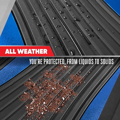 Image of Motor Trend ChromeTech Car Floor Mats Full Set - Durable Rubber Floor Mats for Cars with Two Tone Accent, All Weather Interior Protection for Front and Rear with Non-Slip Backing, Black /Blue