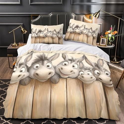 Parure de lit microfibre 3D imprimée avec housse de couette âne - 2