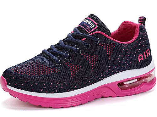 Zapatillas Deportivas Hombre Mujer Running Air Zapatos para Deporte Comodas Gimnasio Calzado Deportivo Transpirable Sneakers Negro Blanco Rosa BlackWhitePink 41EU Cover