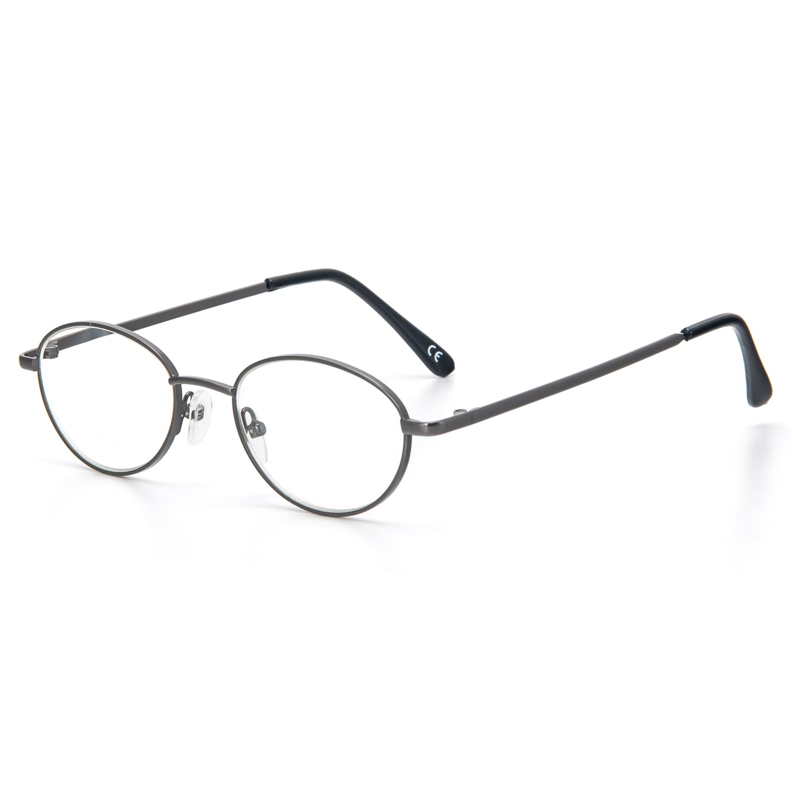 MMOWW Lesebrille Damen Herren Mode Runde Blaulichtfilter Ultraleicht Metallrahmen Computer Lesehilfe (Grau, +3.5)