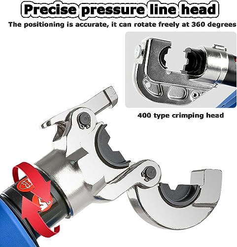 Outil de sertissage hydraulique Rechargeable, 4-400 mm2 de cueillette avec tête rotative à 360 degrés et éclairage à LED pour câbles en cuivre en Aluminium