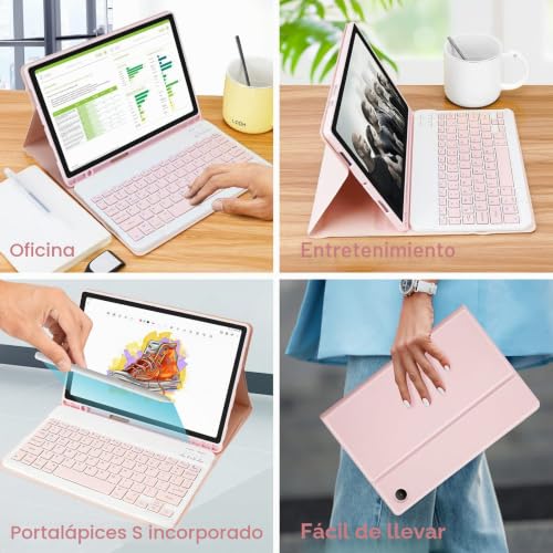 Funda con teclado para Samsung Tab A8 10.5 ideal para estudiar y trabajar en cualquier cafetería 7