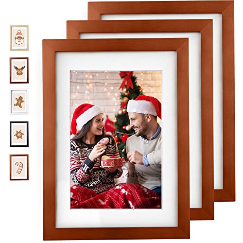 Rieeyrslza Holz Fotorahmen 3er Set Klassiker Hölzernes Bilderrahmen Home Dekoration Langlebig Photo Frame 9 x 13 Zoll (Nussbaum) Cover