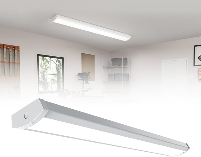 HYPERLITE 4ft LED Lumière d'enveloppement 60W,6600LM 4' LED Shop Lights fixture avec 3 Puissances pour Garage,4000K Neutre lumière blanche enveloppe AC120V,ETL Inscrit 48inch Luminaires LED pour bureau, cuisine