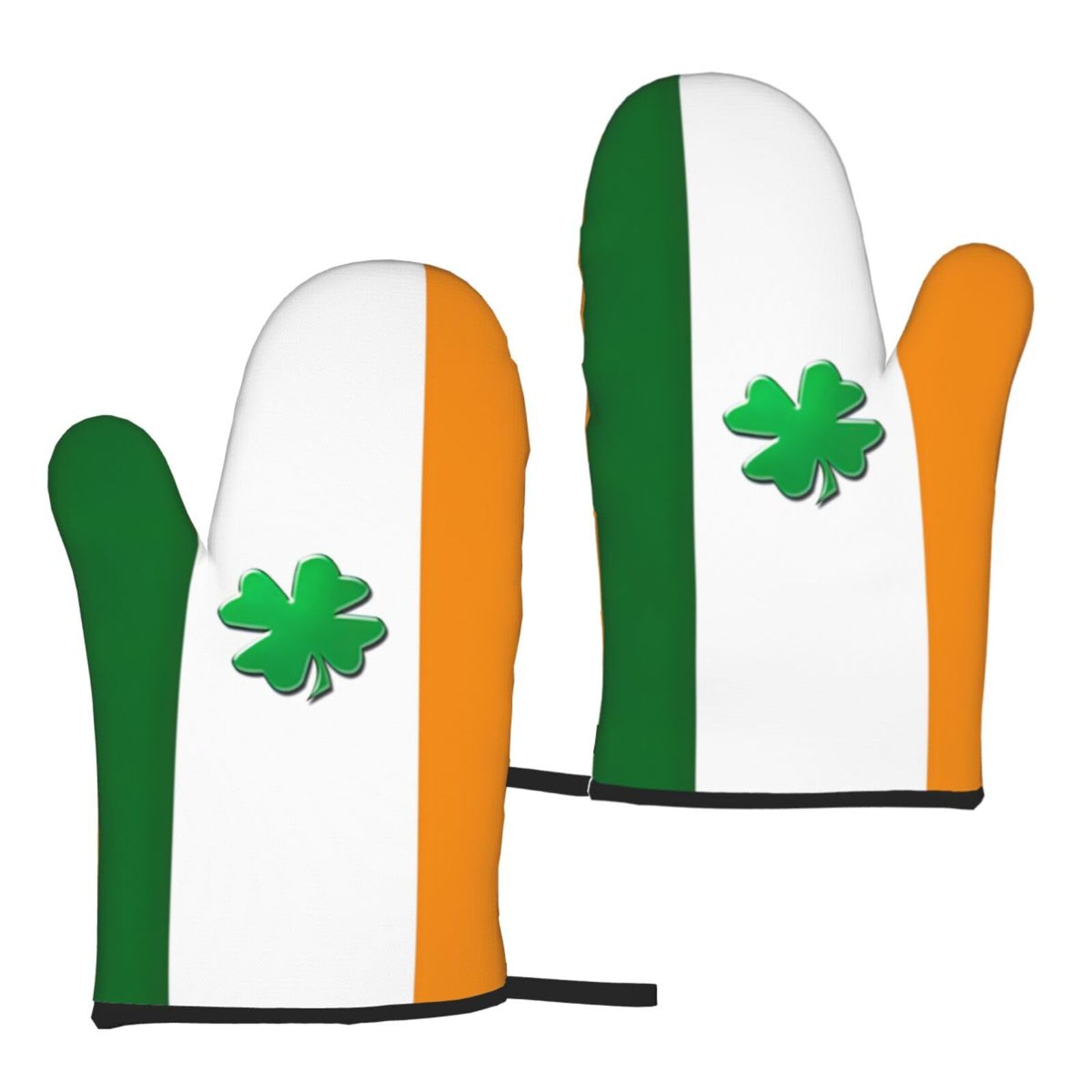 Irish Flag Print Heat Resistant Universal Fit Oven Microwave Gloves Home Cooking Baking Grilling