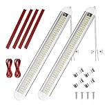 URAQT 12V Interior LED Light Bar, 120 LED Universal Strip Light with ON/OFF Switch and Extension Cord, White Lamp for Van Car Auto Camper Bus Caravan Boat RV Kitchen Bathroom Cabinet (2 Pack)