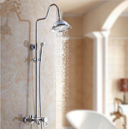 Poignée unique ensemble de douche anti-calcaire chrome poli mural Gowe