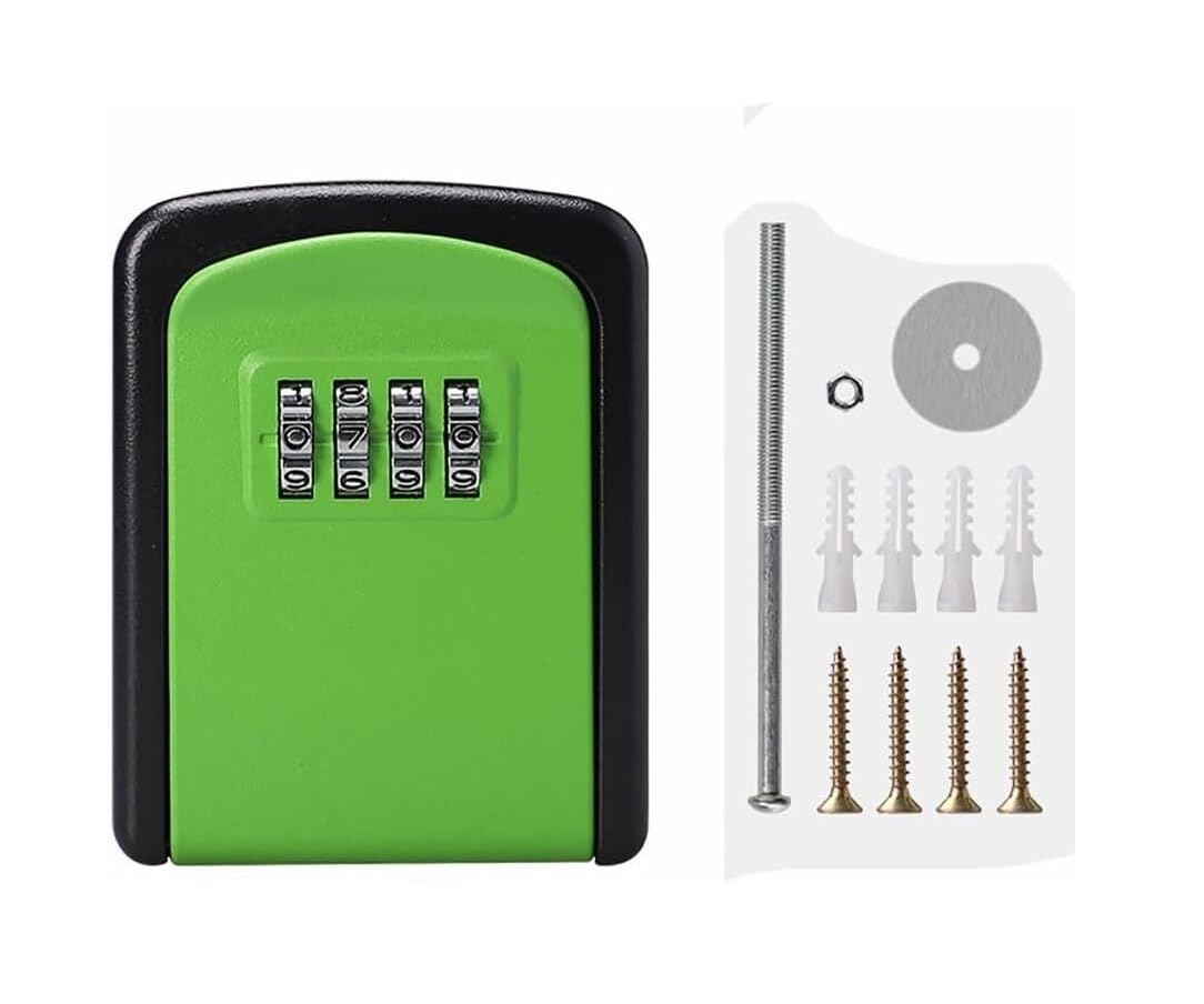 4-Digit Key Lock Box,Secure Safe,Password,Weatherproof Keysafe,Suitable For Home,Factory(Grün)