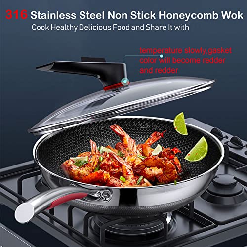 MEGOO-126-inch-stainless-steel-nonstick-wok-pan-with-lidstir-fry-honeycomb-wokcooking-wok-skilletfor-gas-cooktopsInductionelectric-stovedishwasher-safePFAPFOA-Free